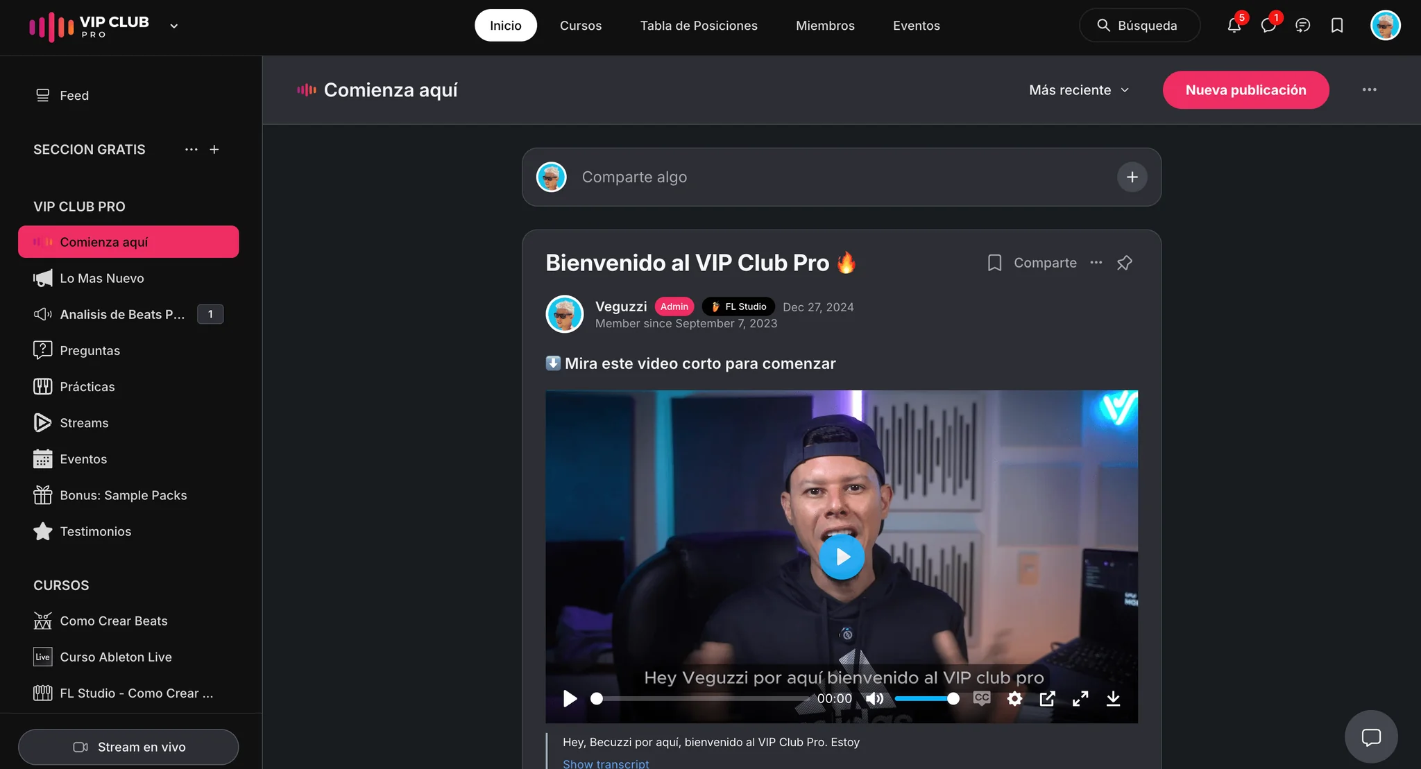 VIP Club Pro Dashboard - Plataforma de producción musical